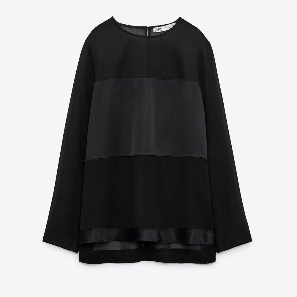 Zara Elegant Black Sheer Blouse